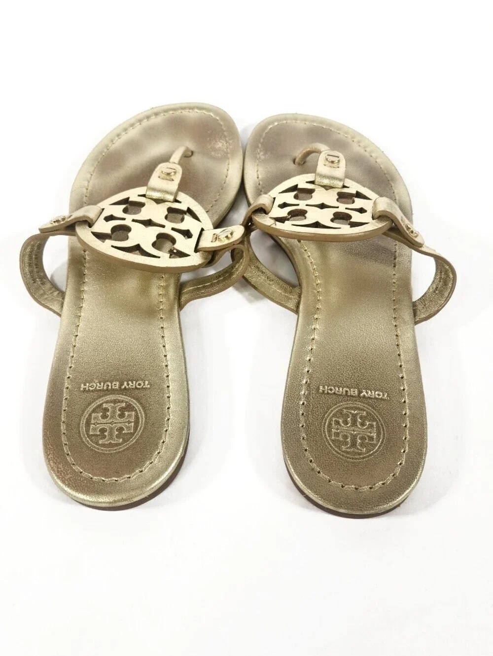 Tory Burch Gold Miller Sandals Size 8